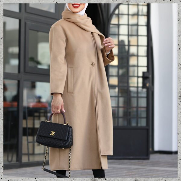 Long Coat with Scarf - Image 5