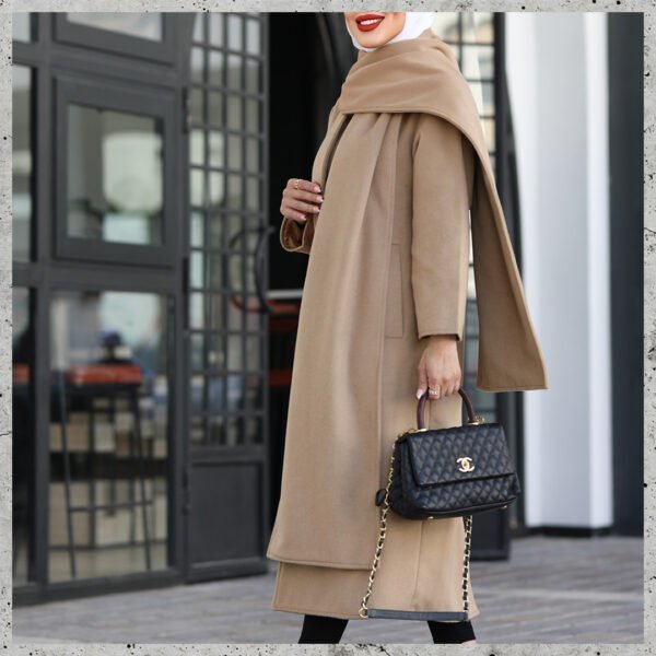 Long Coat with Scarf - Image 4